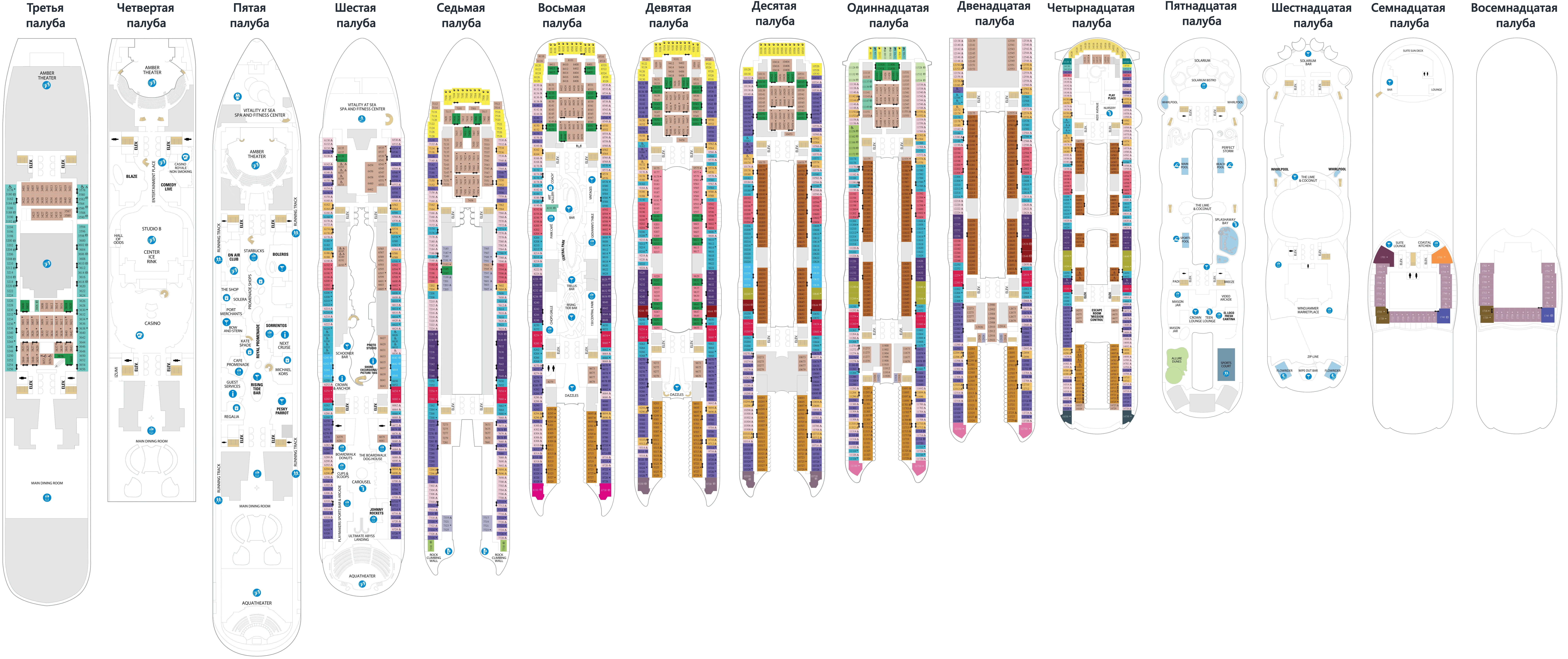 Схема палуб Лайнер Allure of the Seas