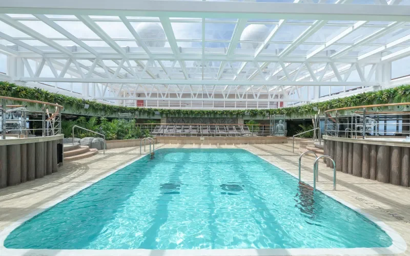 Бассейн и джакузи под раздвижной крышей Лайнера MSC Seaview