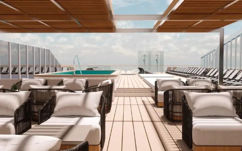 Зона отдыха на солнечной палубе Лайнера MSC World Europa