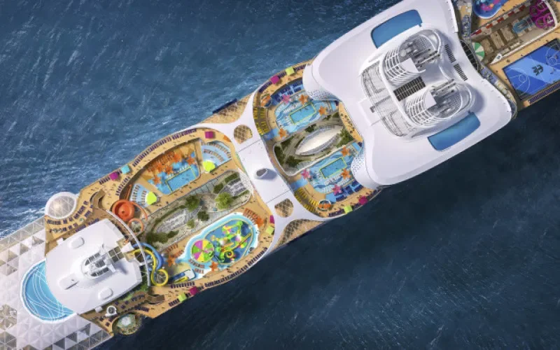 Вид на лайнер сверху Лайнера Utopia Of The Seas