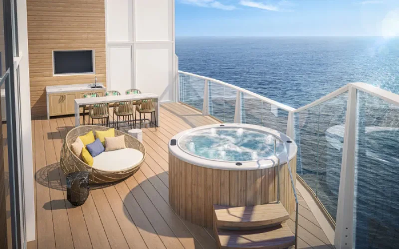 Балкон в каюте сьют Лайнера Utopia Of The Seas